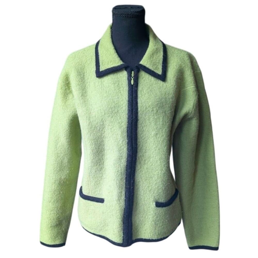 HERMAN GEIST Wool Jacket Large Sweater Green High Quality Vintage Hong Kong Made